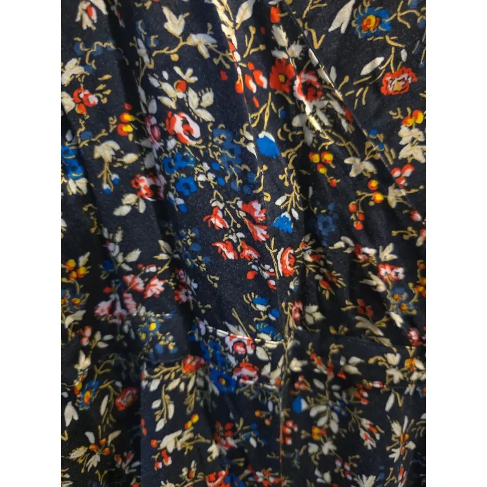 J Crew Midi Dress 6‎ Womens V Neck Cap Sleeve Floral Multicolor Summer